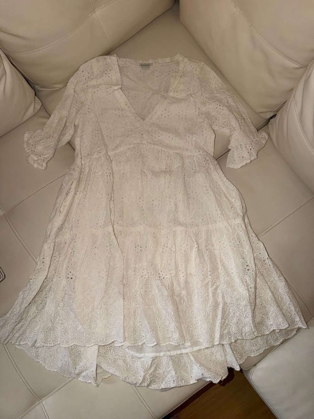 Sundance Cream Eyelet Midi Dress